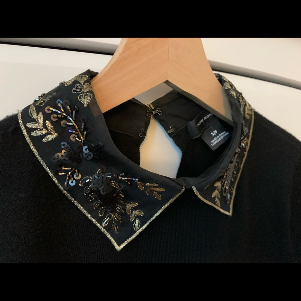 Club Monaco black and gold collared sweater, size S
